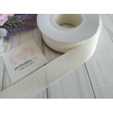 Лента репсовая 25 мм "Мелкий горох, айвори" №08